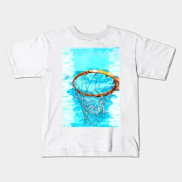 Perfect Basketball Hoop Shot Trio One Kids T-Shirt by ColortrixArt